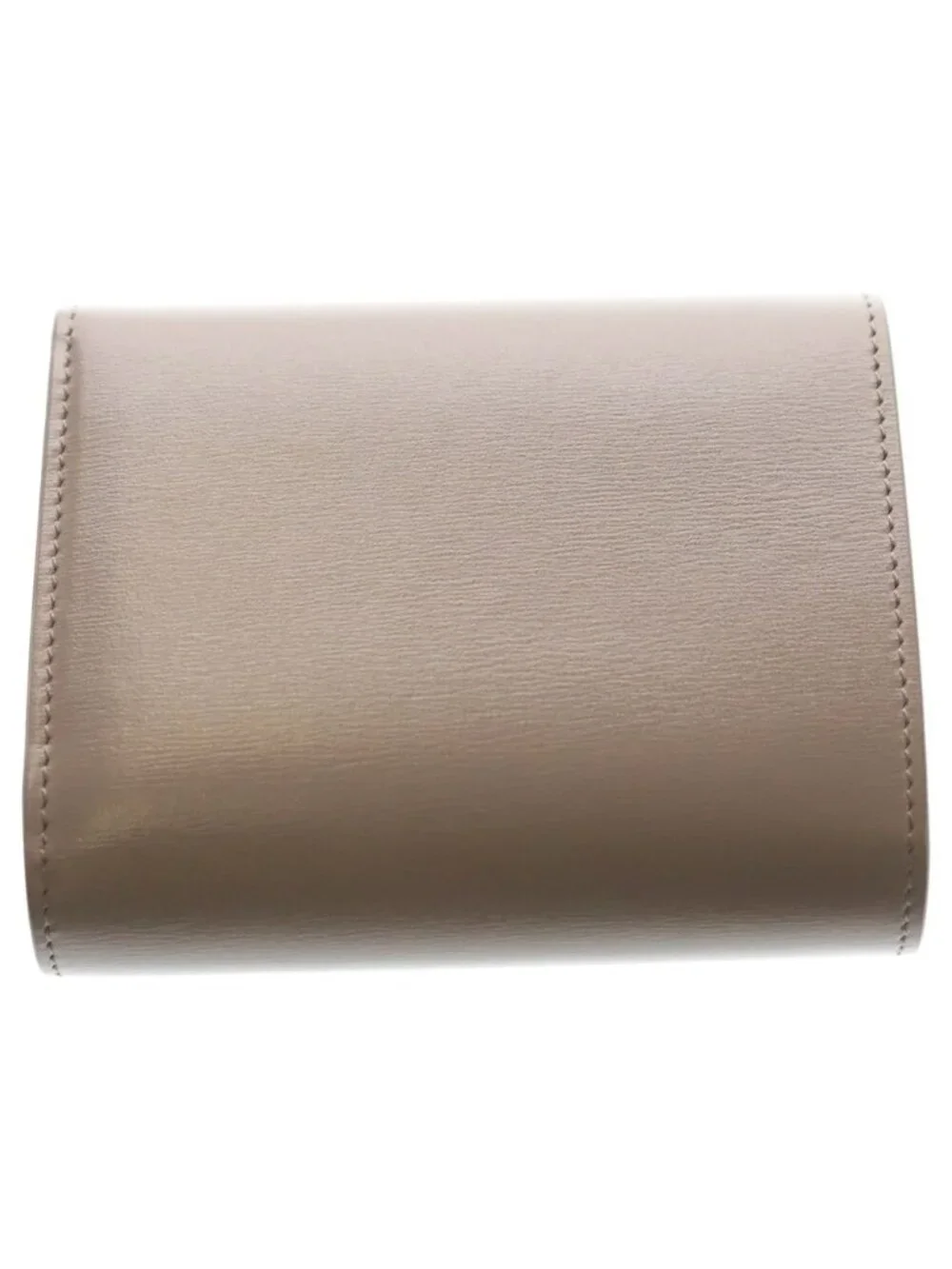 Celine Triomphe Small Flap Wallet Compact Trifold Gray Leather Gold